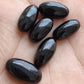 NATURAL BLACK ONYX BIG OVAL CABOCHON FLAT BACK BEDA SHAPE CALIBRATED GEMSTONES, ALL SIZES AVAILABLE