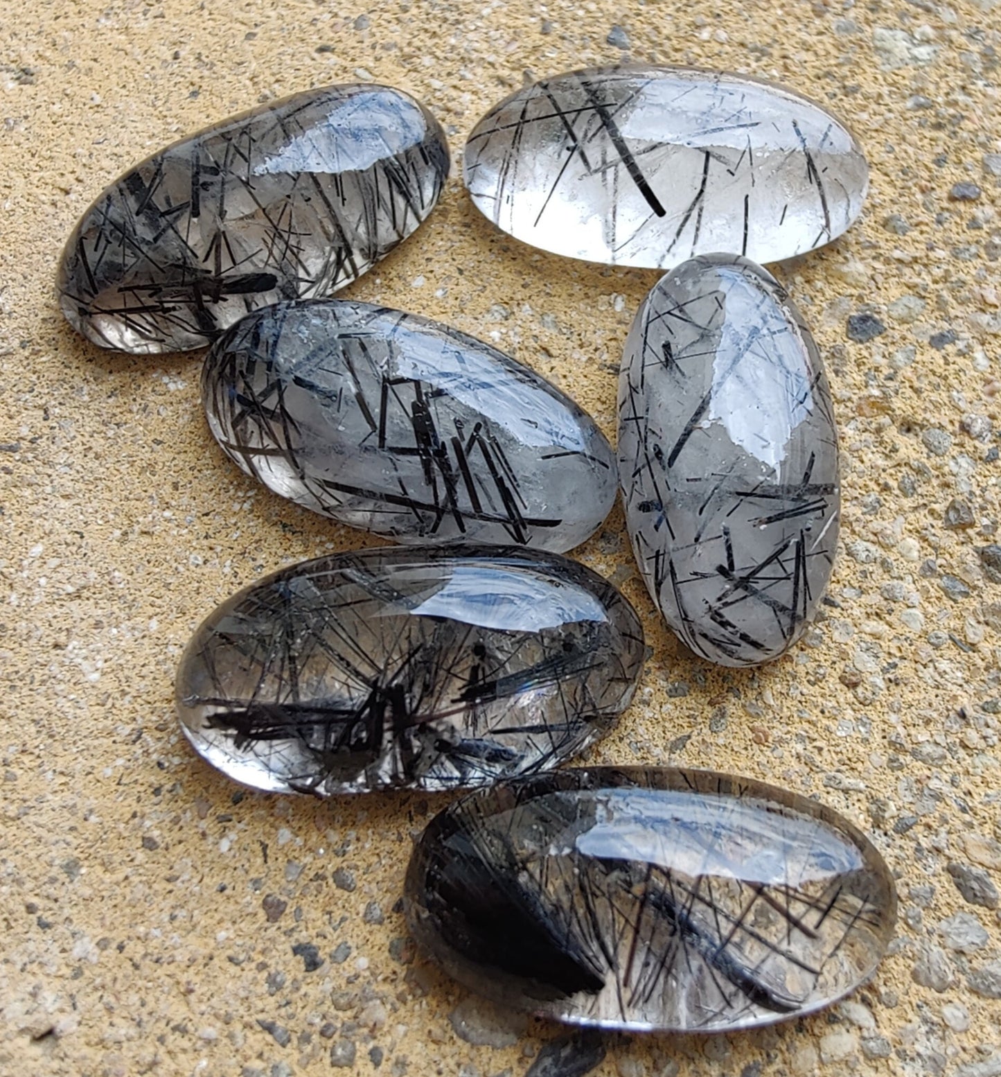 AAA+ QUALITY NATURAL BLACK RUTILE BIG OVAL SHAPE CABOCHON FLAT BACK CALIBRATED BEDA SHAPE GEMSTONES, ALL SIZES AVAILABLE