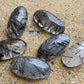 AAA+ QUALITY NATURAL BLACK RUTILE BIG OVAL SHAPE CABOCHON FLAT BACK CALIBRATED BEDA SHAPE GEMSTONES, ALL SIZES AVAILABLE