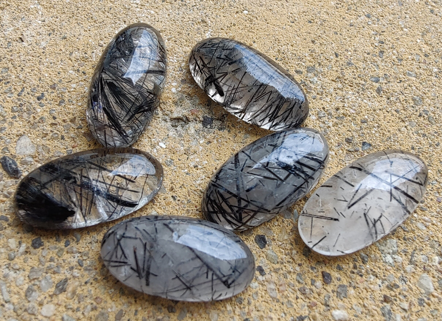 AAA+ QUALITY NATURAL BLACK RUTILE BIG OVAL SHAPE CABOCHON FLAT BACK CALIBRATED BEDA SHAPE GEMSTONES, ALL SIZES AVAILABLE