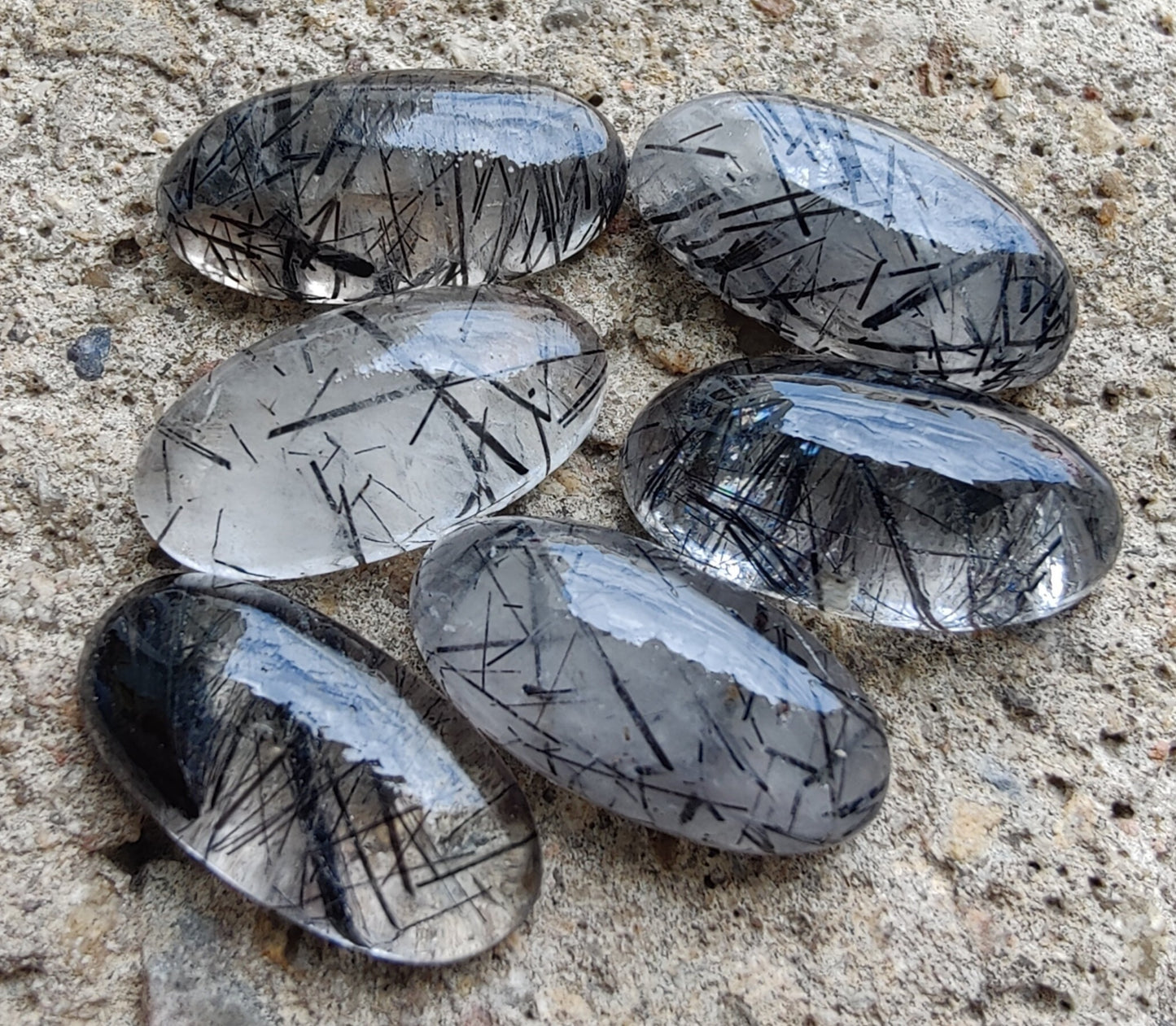 AAA+ QUALITY NATURAL BLACK RUTILE BIG OVAL SHAPE CABOCHON FLAT BACK CALIBRATED BEDA SHAPE GEMSTONES, ALL SIZES AVAILABLE