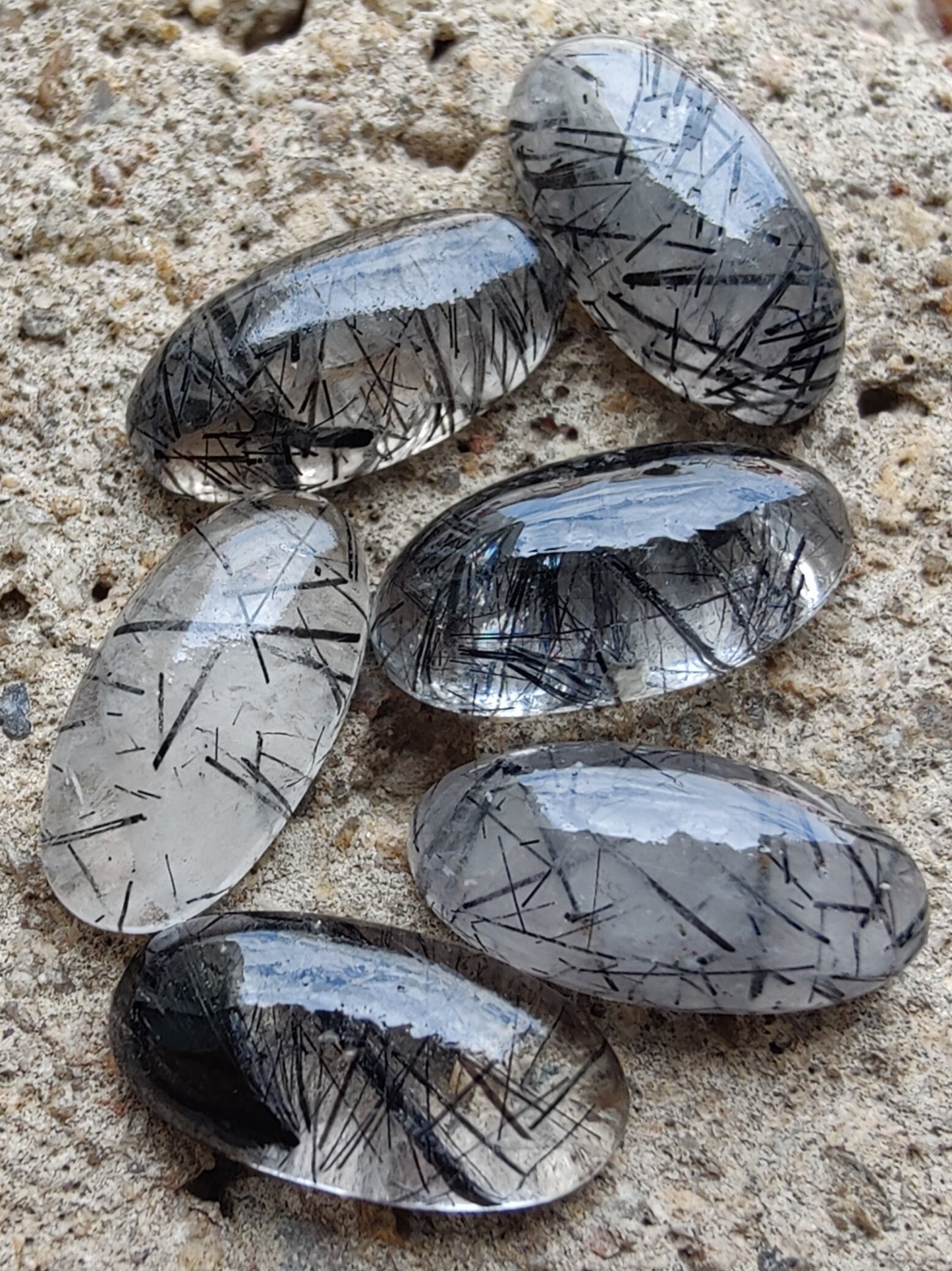 AAA+ QUALITY NATURAL BLACK RUTILE BIG OVAL SHAPE CABOCHON FLAT BACK CALIBRATED BEDA SHAPE GEMSTONES, ALL SIZES AVAILABLE