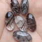 AAA+ QUALITY NATURAL BLACK RUTILE BIG OVAL SHAPE CABOCHON FLAT BACK CALIBRATED BEDA SHAPE GEMSTONES, ALL SIZES AVAILABLE