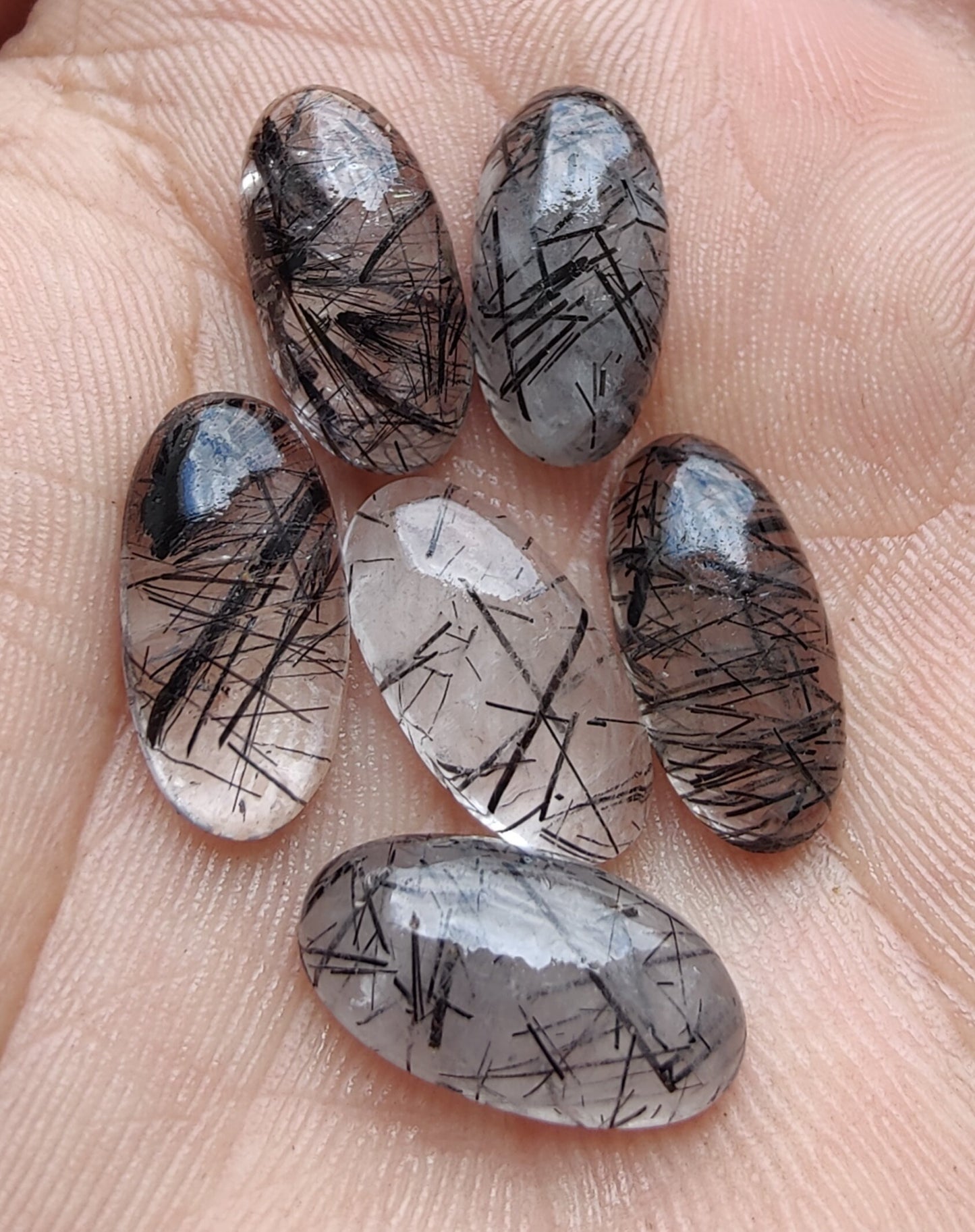 AAA+ QUALITY NATURAL BLACK RUTILE BIG OVAL SHAPE CABOCHON FLAT BACK CALIBRATED BEDA SHAPE GEMSTONES, ALL SIZES AVAILABLE