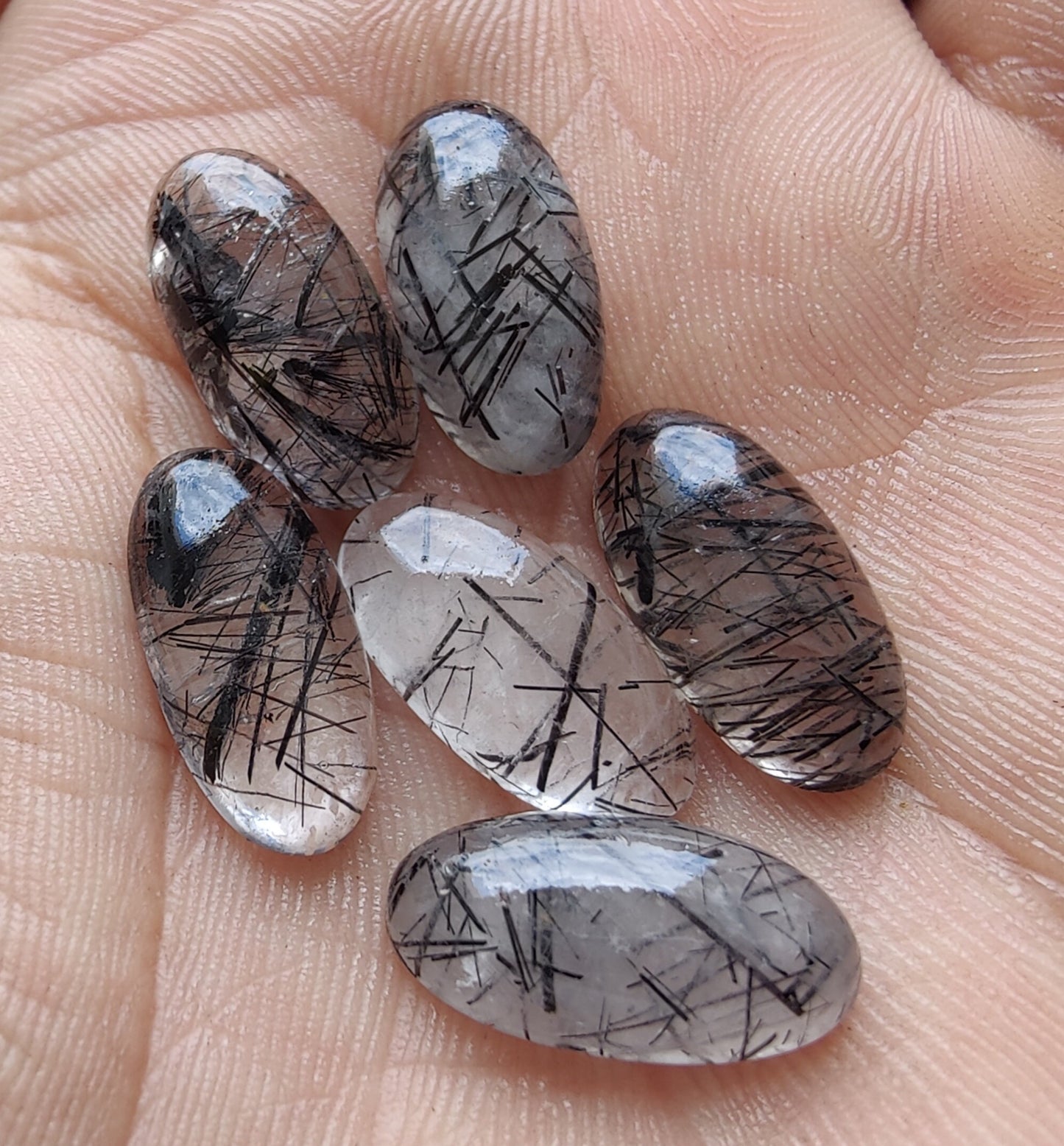 AAA+ QUALITY NATURAL BLACK RUTILE BIG OVAL SHAPE CABOCHON FLAT BACK CALIBRATED BEDA SHAPE GEMSTONES, ALL SIZES AVAILABLE