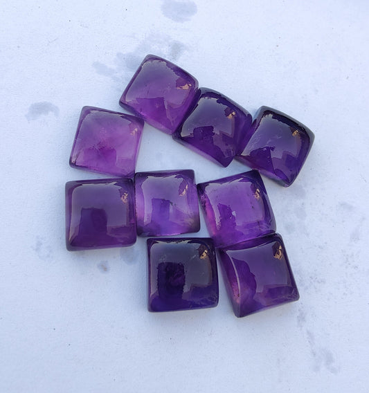 NATURAL AMETHYST SQUARE SHAPE CABOCHON FLAT BACK AAA+ QUALITY CALIBRATED GEMSTONES, ALL SIZES AVAILABLE