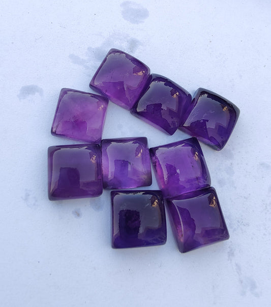 NATURAL AMETHYST SQUARE SHAPE CABOCHON FLAT BACK AAA+ QUALITY CALIBRATED GEMSTONES, ALL SIZES AVAILABLE