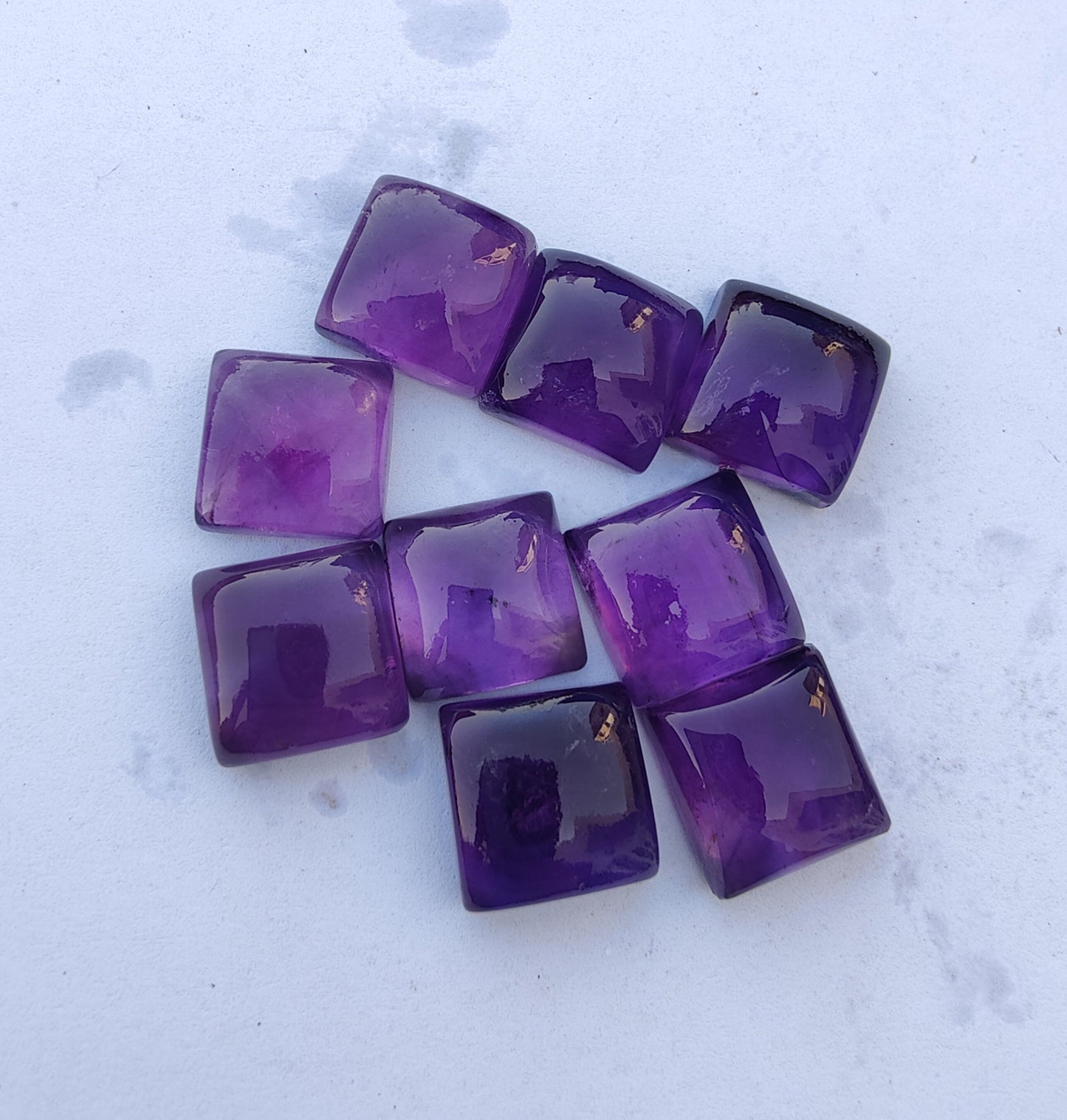 NATURAL AMETHYST SQUARE SHAPE CABOCHON FLAT BACK AAA+ QUALITY CALIBRATED GEMSTONES, ALL SIZES AVAILABLE