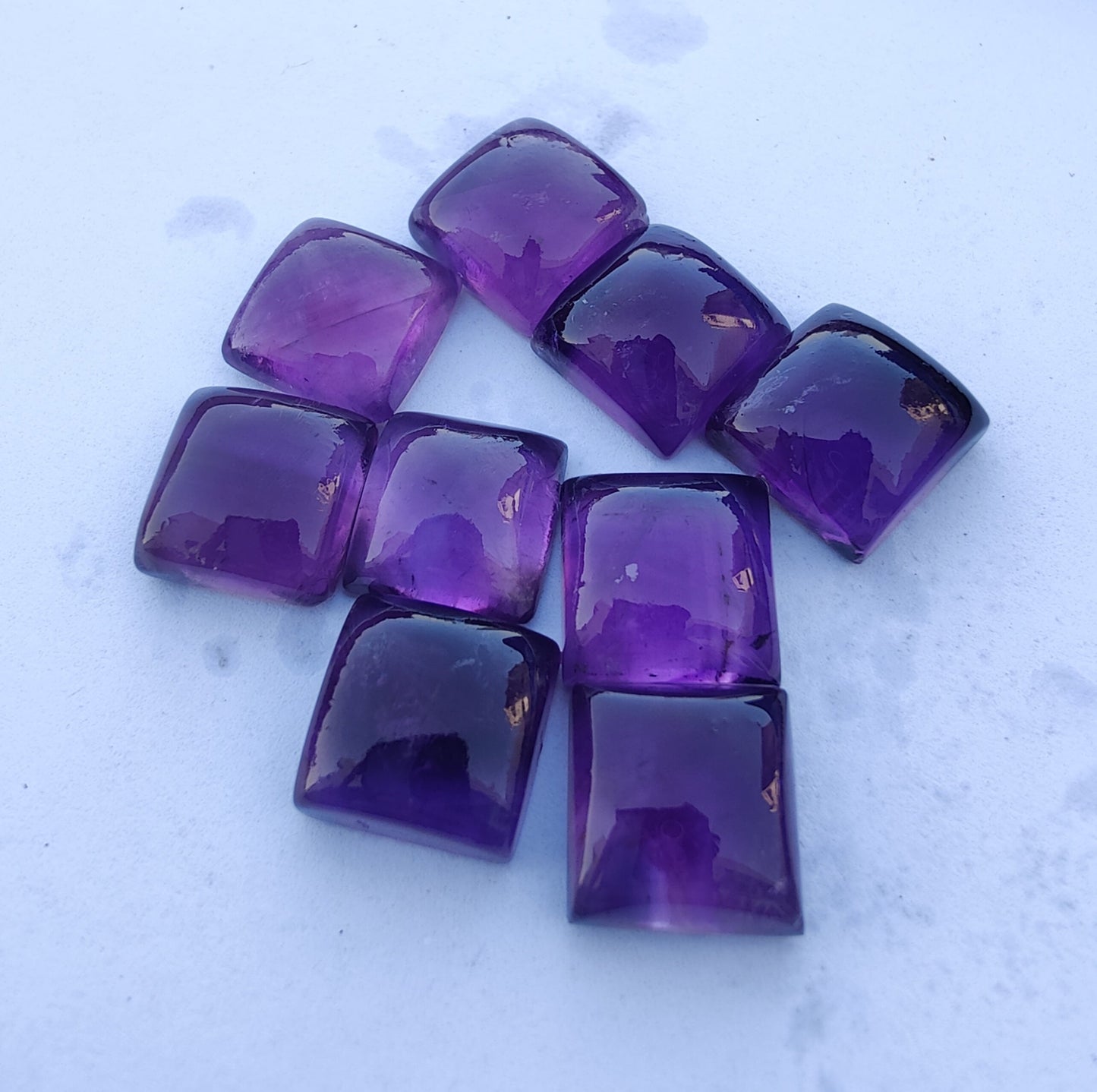 NATURAL AMETHYST SQUARE SHAPE CABOCHON FLAT BACK AAA+ QUALITY CALIBRATED GEMSTONES, ALL SIZES AVAILABLE