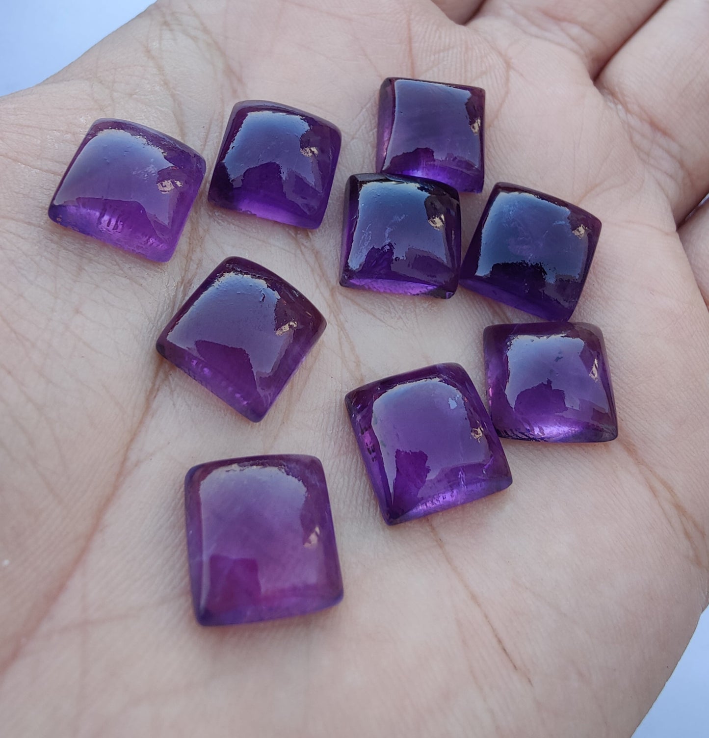 NATURAL AMETHYST SQUARE SHAPE CABOCHON FLAT BACK AAA+ QUALITY CALIBRATED GEMSTONES, ALL SIZES AVAILABLE