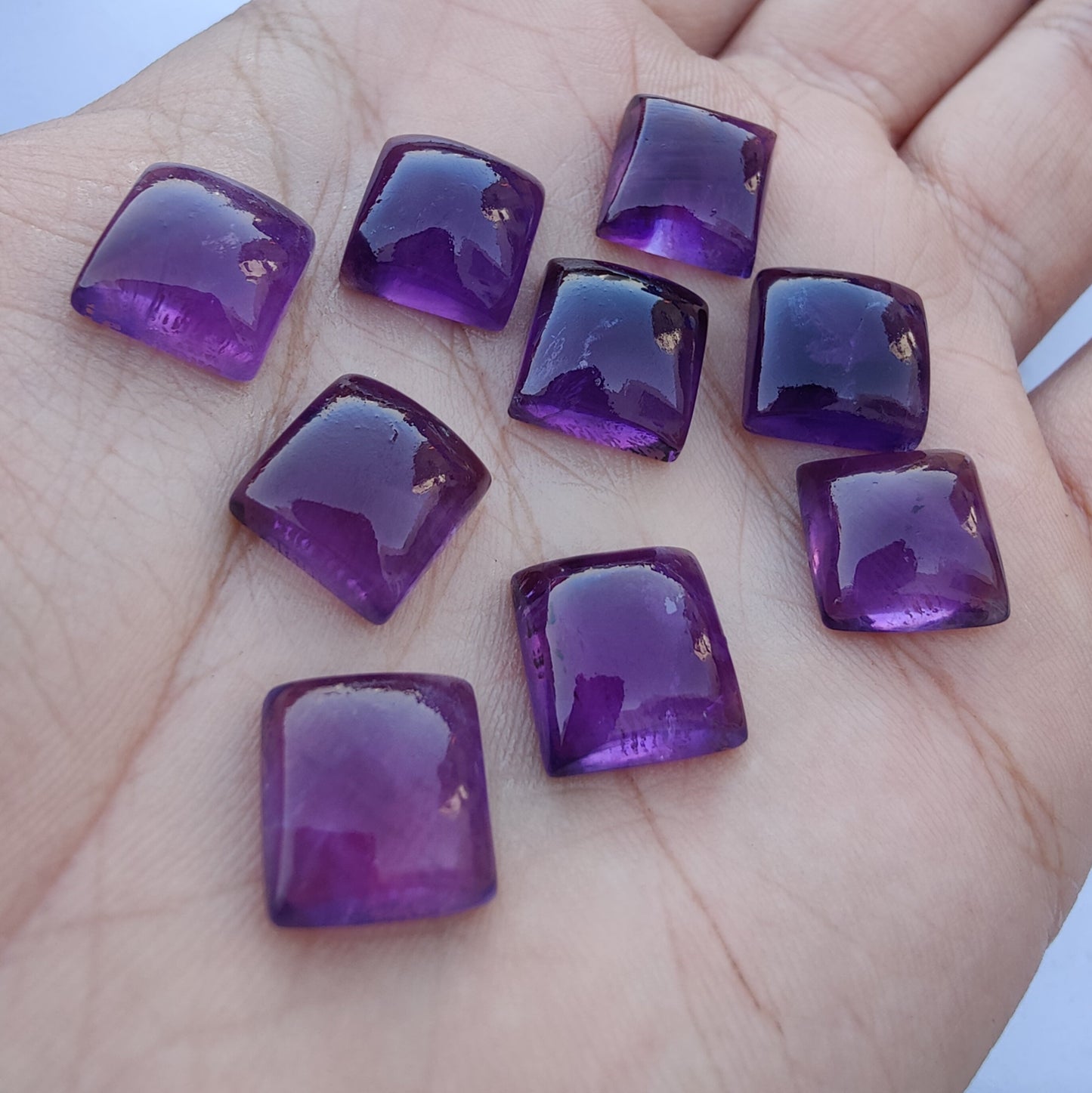 NATURAL AMETHYST SQUARE SHAPE CABOCHON FLAT BACK AAA+ QUALITY CALIBRATED GEMSTONES, ALL SIZES AVAILABLE