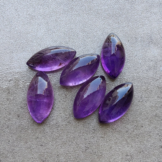 AAA+ QUALITY NATURAL AMETHYST MARQUISE SHAPE CABOCHON FLAT BACK CALIBRATED GEMSTONES, ALL SIZES AVAILABLE