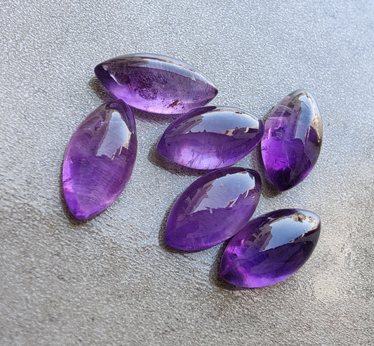 AAA+ QUALITY NATURAL AMETHYST MARQUISE SHAPE CABOCHON FLAT BACK CALIBRATED GEMSTONES, ALL SIZES AVAILABLE