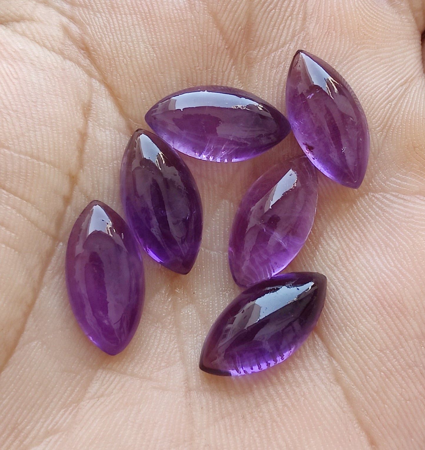 AAA+ QUALITY NATURAL AMETHYST MARQUISE SHAPE CABOCHON FLAT BACK CALIBRATED GEMSTONES, ALL SIZES AVAILABLE