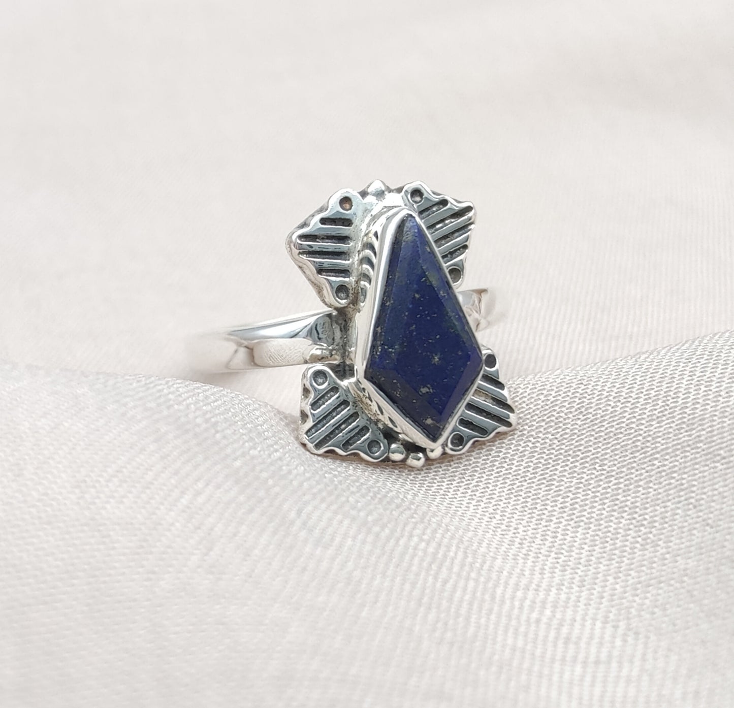 925 SOLID STERLING SILVER NATURAL LAPIS LAZULI GEMSTONE HANDMADE RING, ALL SIZES AVAILABLE