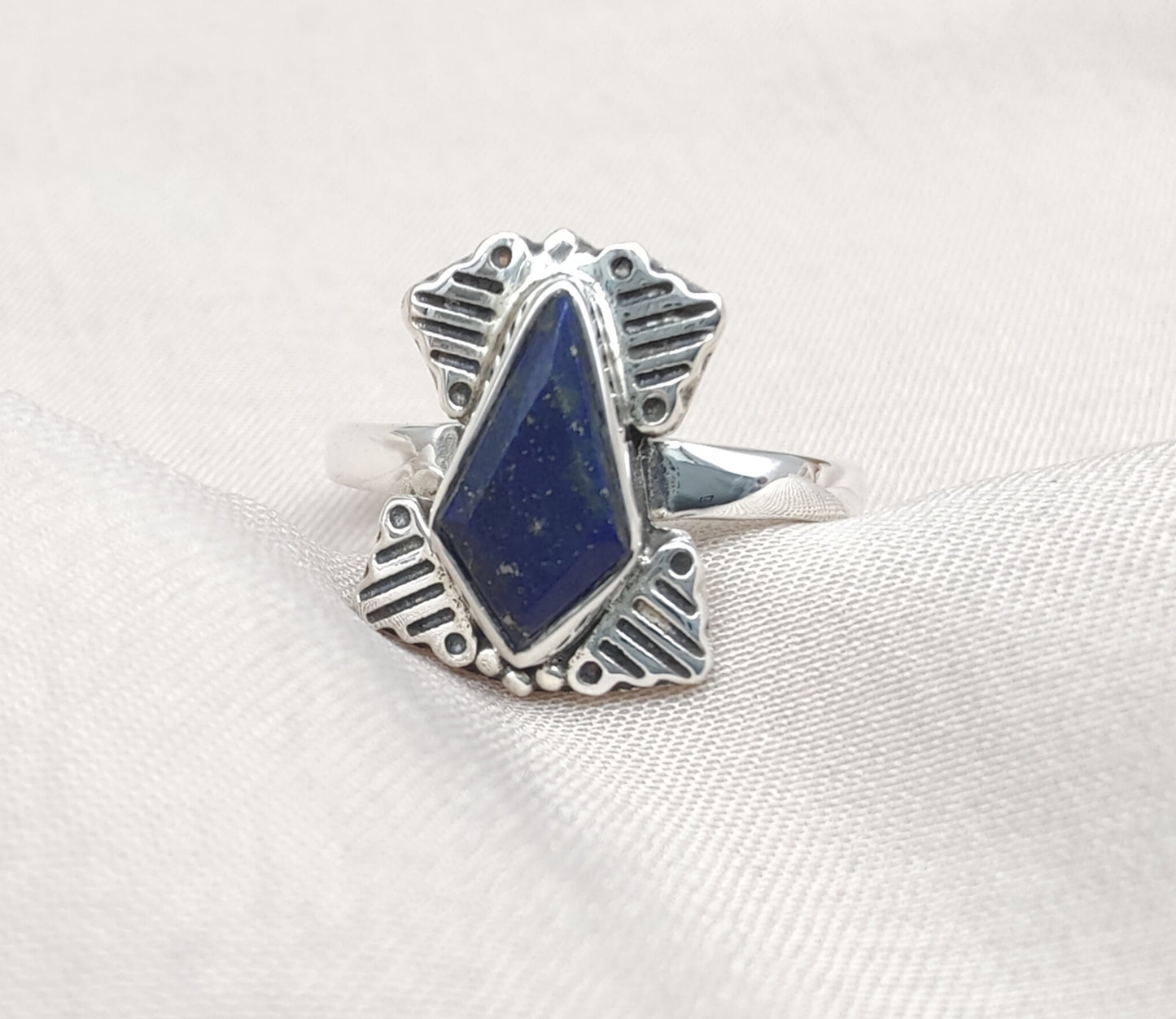 925 SOLID STERLING SILVER NATURAL LAPIS LAZULI GEMSTONE HANDMADE RING, ALL SIZES AVAILABLE