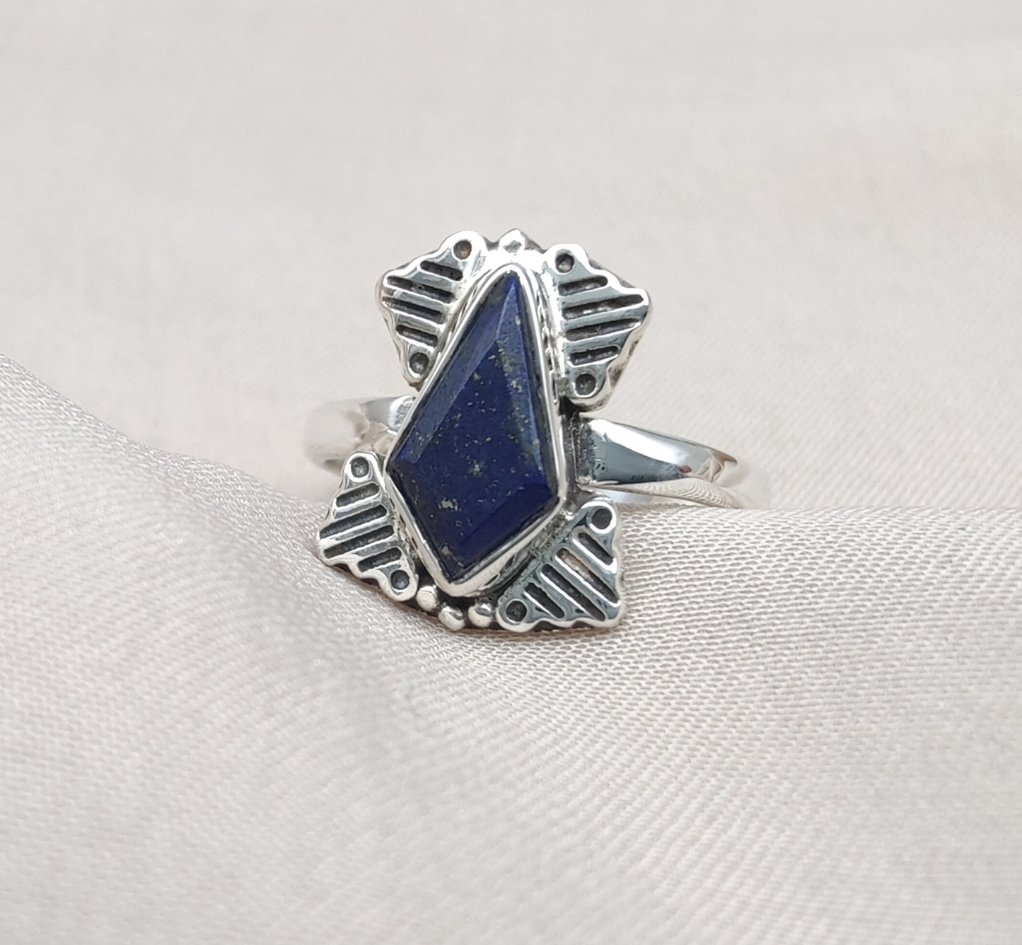 925 SOLID STERLING SILVER NATURAL LAPIS LAZULI GEMSTONE HANDMADE RING, ALL SIZES AVAILABLE