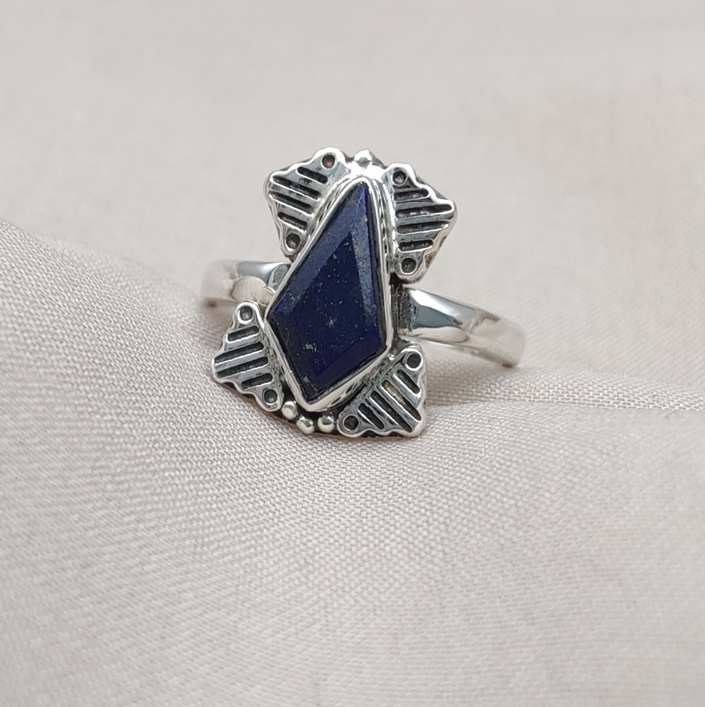 925 SOLID STERLING SILVER NATURAL LAPIS LAZULI GEMSTONE HANDMADE RING, ALL SIZES AVAILABLE