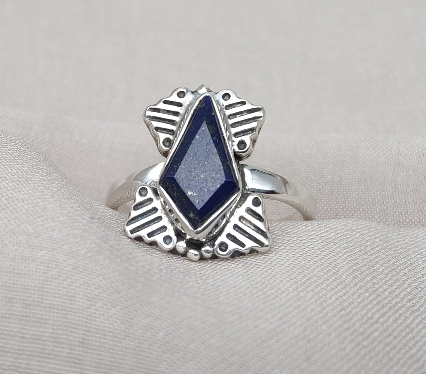 925 SOLID STERLING SILVER NATURAL LAPIS LAZULI GEMSTONE HANDMADE RING, ALL SIZES AVAILABLE