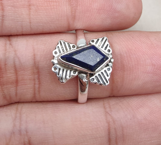 925 SOLID STERLING SILVER NATURAL LAPIS LAZULI GEMSTONE HANDMADE RING, ALL SIZES AVAILABLE