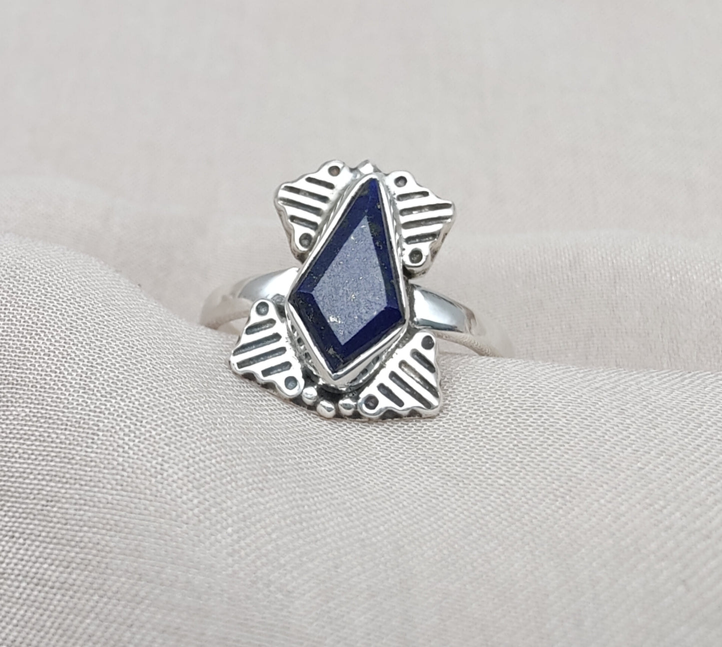 925 SOLID STERLING SILVER NATURAL LAPIS LAZULI GEMSTONE HANDMADE RING, ALL SIZES AVAILABLE