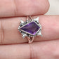 925 SOLID STERLING SILVER NATURAL AMETHYST GEMSTONE HANDMADE RING, ALL SIZES AVAILABLE