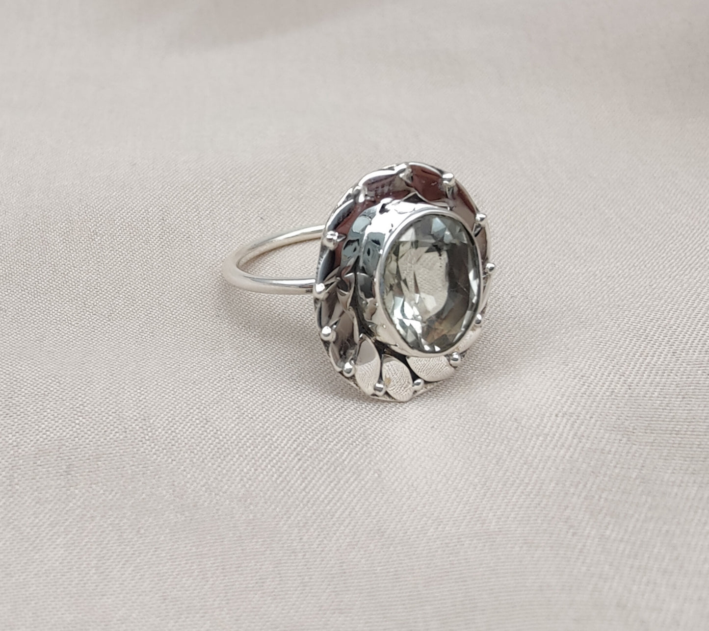 925 SOLID STERLING SILVER NATURAL GREEN AMETHYST GEMSTONE HANDMADE RING, ALL SIZES AVAILABLE