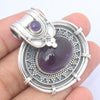 925 SOLID STERLING SILVER NATURAL AMETHYST MUTI COLLET VINTAGE PENDANT