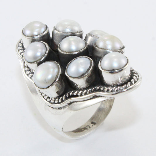 925 SOLID STERLING SILVER NATURAL Mother of Pearl GEMSTONES HANDMADE RING, ALL SIZES AVAILABLE
