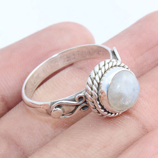 925 SOLID STERLING SILVER NATURAL RAINBOW MOONSTONE GEMSTONES HANDMADE RING, ALL SIZES AVAILABLE