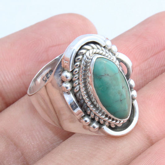 925 SOLID STERLING SILVER NATURAL TURQUOISE GEMSTONES HANDMADE RING, ALL SIZES AVAILABLE