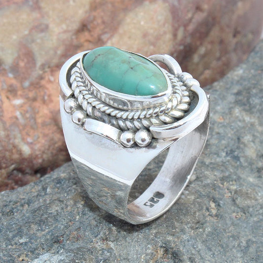 925 SOLID STERLING SILVER NATURAL TURQUOISE GEMSTONES HANDMADE RING, ALL SIZES AVAILABLE