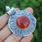 925 SOLID STERLING SILVER NATURAL RED ONYX DESIGNER HANDMADE PENDANT