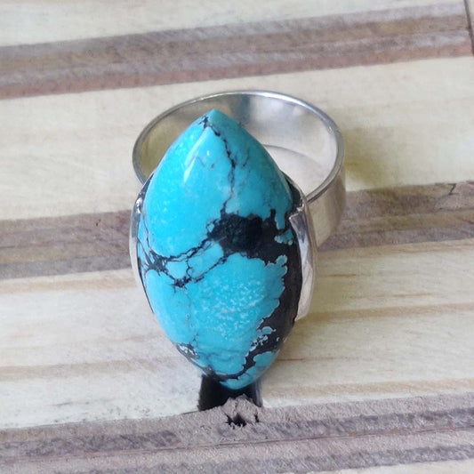 925 SOLID STERLING SILVER NATURAL TURQUOISE GEMSTONES HANDMADE RING, ALL SIZES AVAILABLE