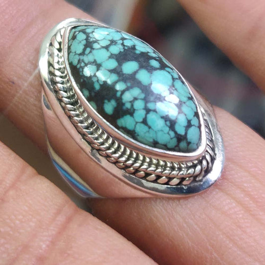 925 SOLID STERLING SILVER NATURAL TURQUOISE GEMSTONES HANDMADE RING, ALL SIZES AVAILABLE