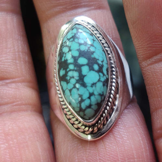 925 SOLID STERLING SILVER NATURAL TURQUOISE GEMSTONES HANDMADE RING, ALL SIZES AVAILABLE