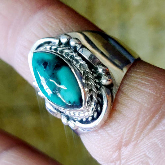925 SOLID STERLING SILVER NATURAL TURQUOISE GEMSTONES HANDMADE RING, ALL SIZES AVAILABLE