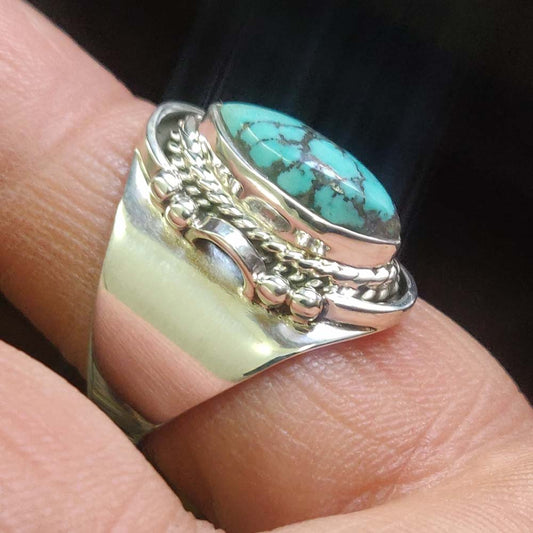 925 SOLID STERLING SILVER NATURAL TURQUOISE GEMSTONES HANDMADE RING, ALL SIZES AVAILABLE