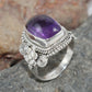 925 SOLID STERLING SILVER NATURAL PURPLE AMETHYST GEMSTONES HANDMADE RING, ALL SIZES AVAILABLE