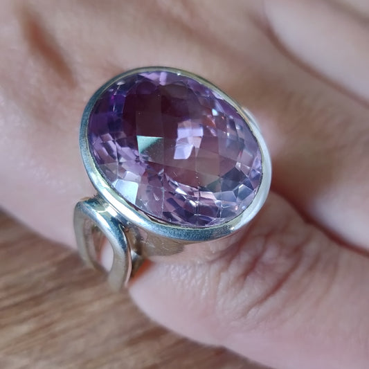 925 SOLID STERLING SILVER NATURAL PURPLE AMETHYST GEMSTONES HANDMADE RING, ALL SIZES AVAILABLE