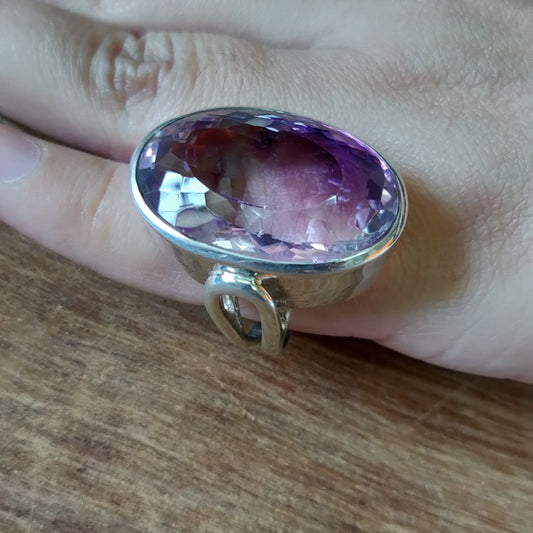 925 SOLID STERLING SILVER NATURAL PURPLE AMETHYST GEMSTONES HANDMADE RING, ALL SIZES AVAILABLE