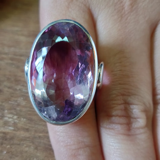 925 SOLID STERLING SILVER NATURAL PURPLE AMETHYST GEMSTONES HANDMADE RING, ALL SIZES AVAILABLE