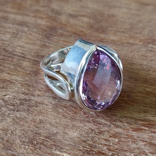 925 SOLID STERLING SILVER NATURAL PURPLE AMETHYST GEMSTONES HANDMADE RING, ALL SIZES AVAILABLE