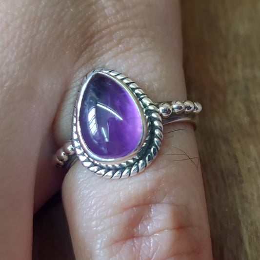 925 SOLID STERLING SILVER NATURAL PURPLE AMETHYST GEMSTONES HANDMADE RING, ALL SIZES AVAILABLE