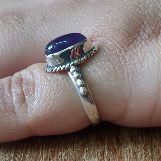 925 SOLID STERLING SILVER NATURAL PURPLE AMETHYST GEMSTONES HANDMADE RING, ALL SIZES AVAILABLE