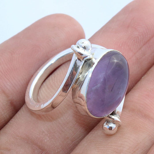 925 SOLID STERLING SILVER NATURAL PURPLE AMETHYST GEMSTONES HANDMADE RING, ALL SIZES AVAILABLE