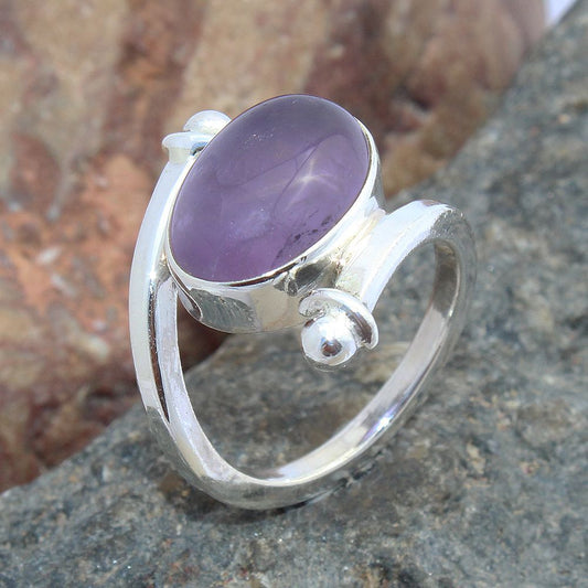 925 SOLID STERLING SILVER NATURAL PURPLE AMETHYST GEMSTONES HANDMADE RING, ALL SIZES AVAILABLE
