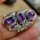 925 SOLID STERLING SILVER NATURAL PURPLE AMETHYST GEMSTONES HANDMADE RING, ALL SIZES AVAILABLE