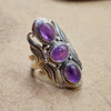 925 SOLID STERLING SILVER NATURAL PURPLE AMETHYST GEMSTONES HANDMADE RING, ALL SIZES AVAILABLE