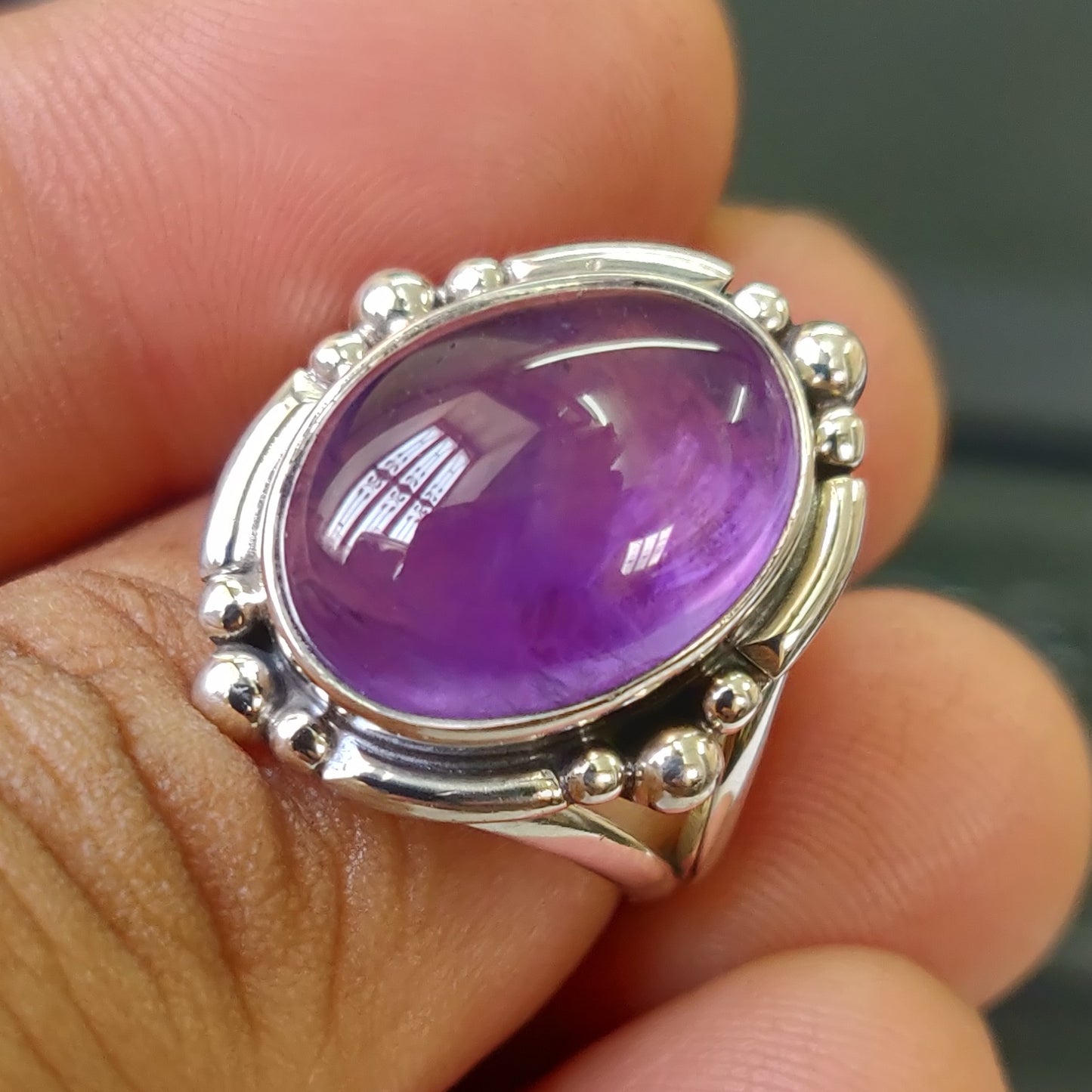925 SOLID STERLING SILVER NATURAL PURPLE AMETHYST GEMSTONES HANDMADE RING, ALL SIZES AVAILABLE